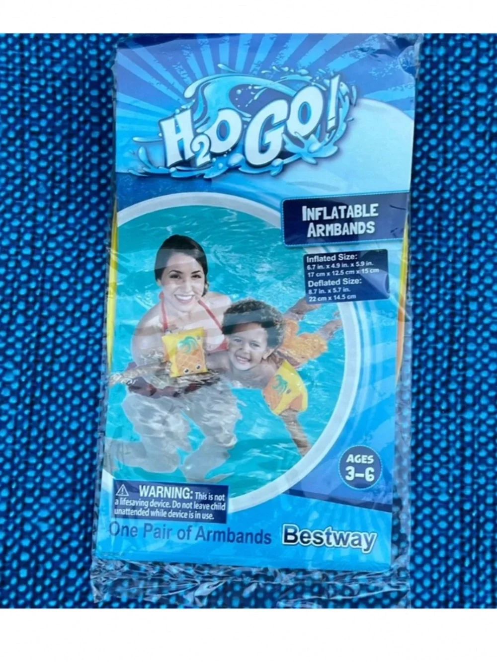 NWT Inflatable arm bands, pineapple theme, 3-6 yrs